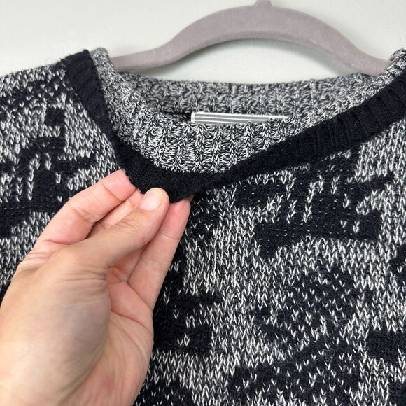 Vtg Crewneck Sweater Mens Large Grey Black Wool Blend Grandpa Biggie Cosby 90s - Picture 3 of 8